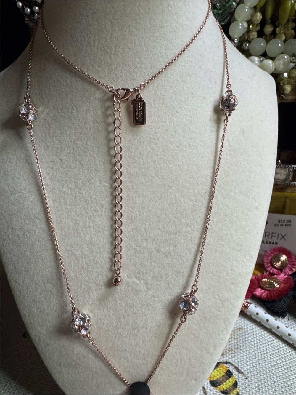 kate spade Rose Gold Layered Crystal Station Necklace